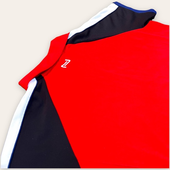 ADDITION ELLE - Nola Ladies Zippered Collar Golf Workout Shirts - Black & Red - Picture 12 of 16